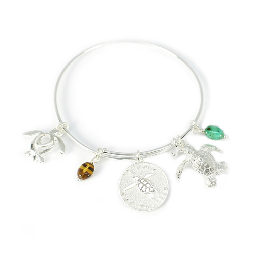 Adjustable Sea Turtle Silver Bracelet